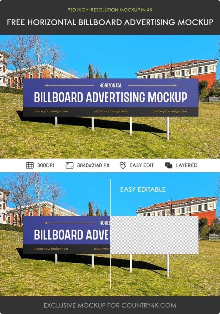 Horizontal Billboard Mockup in Front Sight