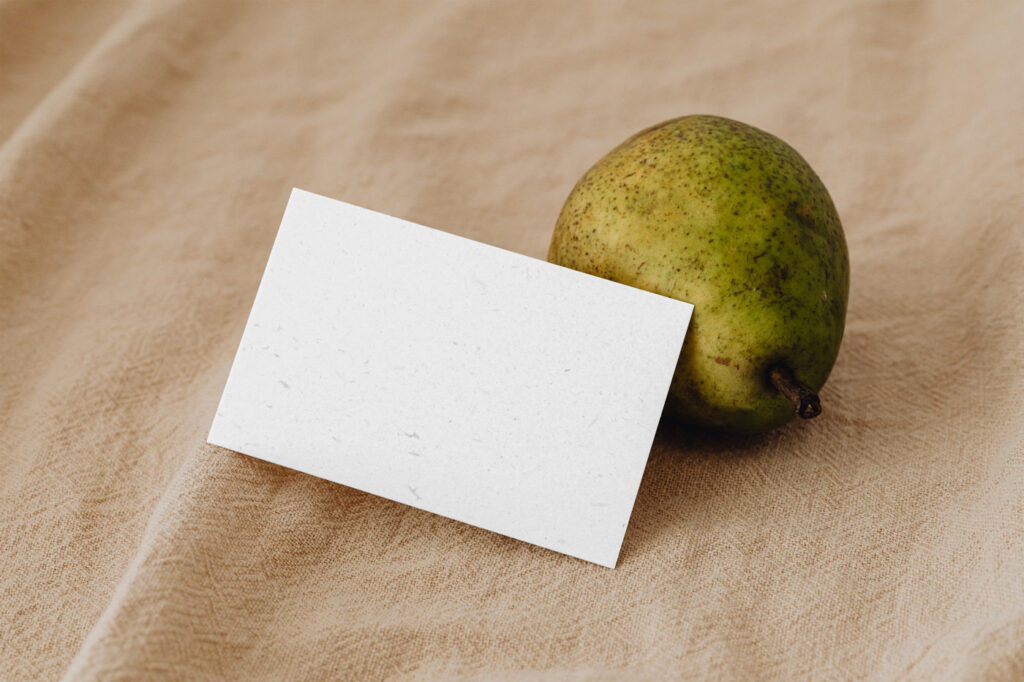 Horizontal Card Mockup with Pear in Perspective Sight