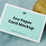 Horizontal Card Mockup with Pear in Perspective Sight