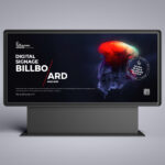 Horizontal Digital Signage Billboard in Front View Mockup