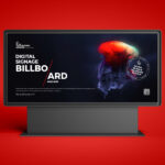 Horizontal Digital Signage Billboard in Front View Mockup
