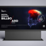 Horizontal Digital Signage Billboard in Front View Mockup