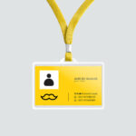 Horizontal ID Card Holder and Lanyard in the Front View Mockup
