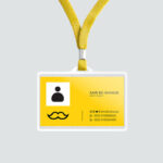 Horizontal ID Card Holder and Lanyard in the Front View Mockup