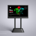 Horizontal LED Signage Standing in Front View Mockup
