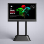 Horizontal LED Signage Standing in Front View Mockup