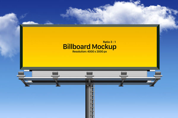 Horizontal Outdoor Advertising Billboard Mockup on Metal Standing