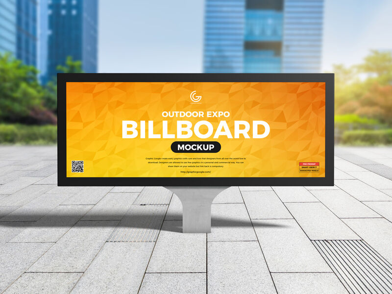 Horizontal Outdoor Expo Billboard Mockup in Urban Setting