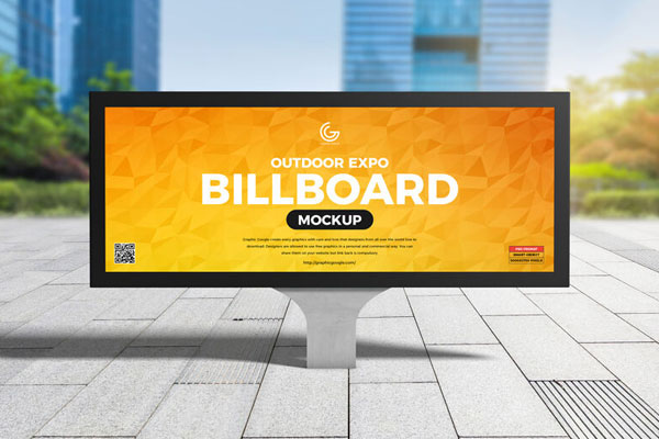 Horizontal Outdoor Expo Billboard Mockup in Urban Setting