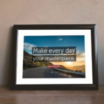 Horizontal Photo Frame Leaning Against the Wall in Front View Mockup