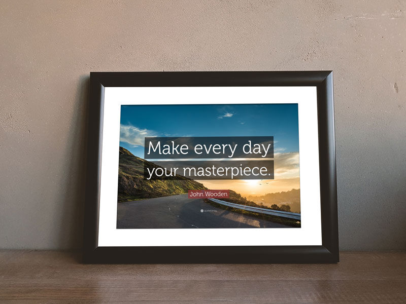 Horizontal Photo Frame Leaning Against the Wall in Front View Mockup