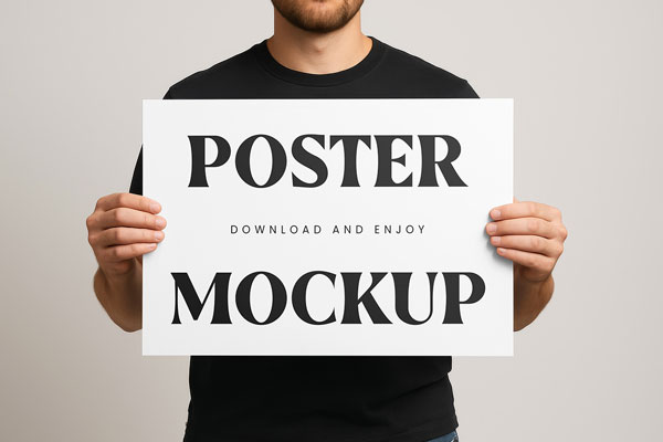 Horizontal Poster in Hands Mockup