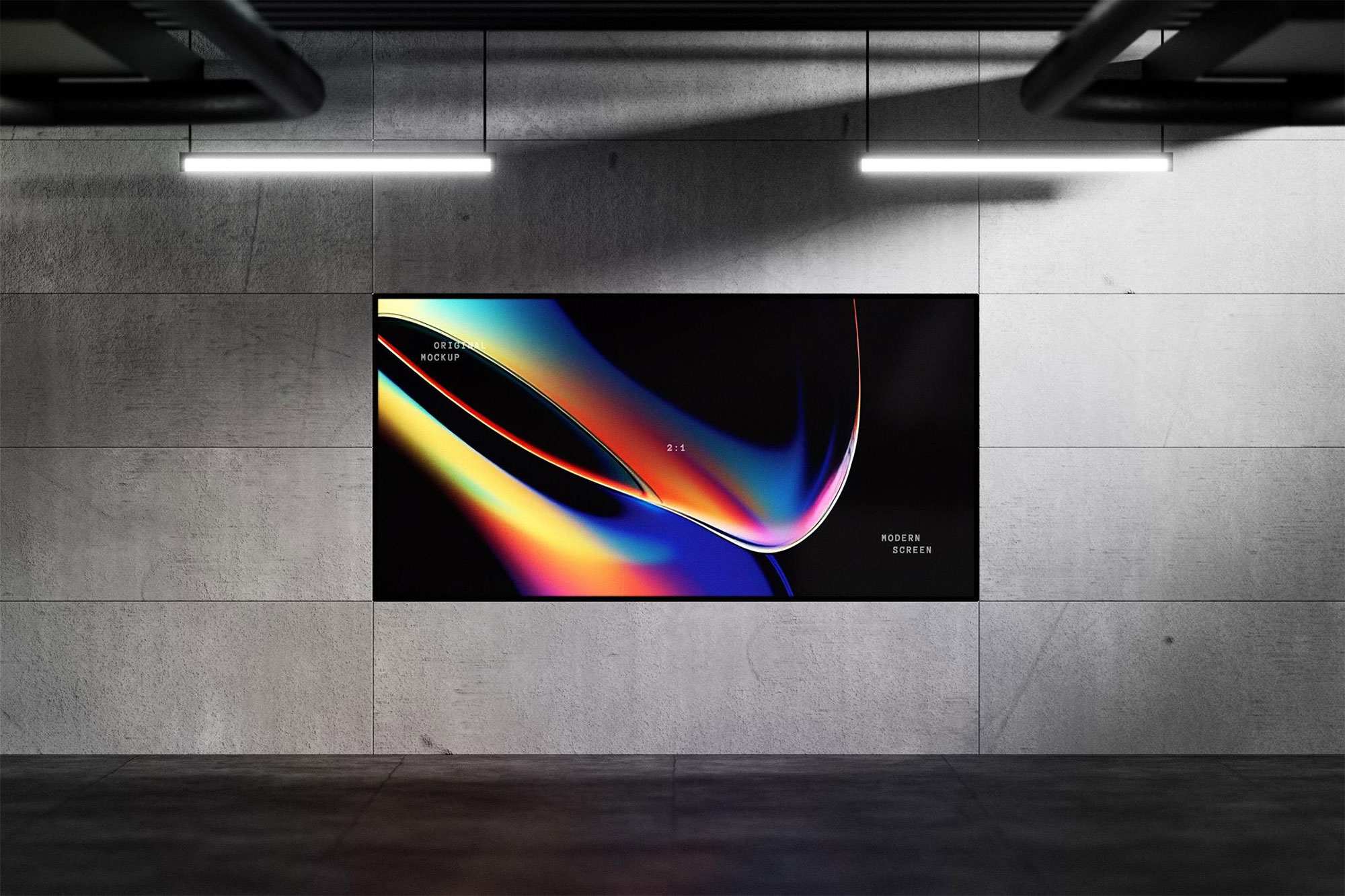 Free Horizontal Screen Display Mockup PSD Template