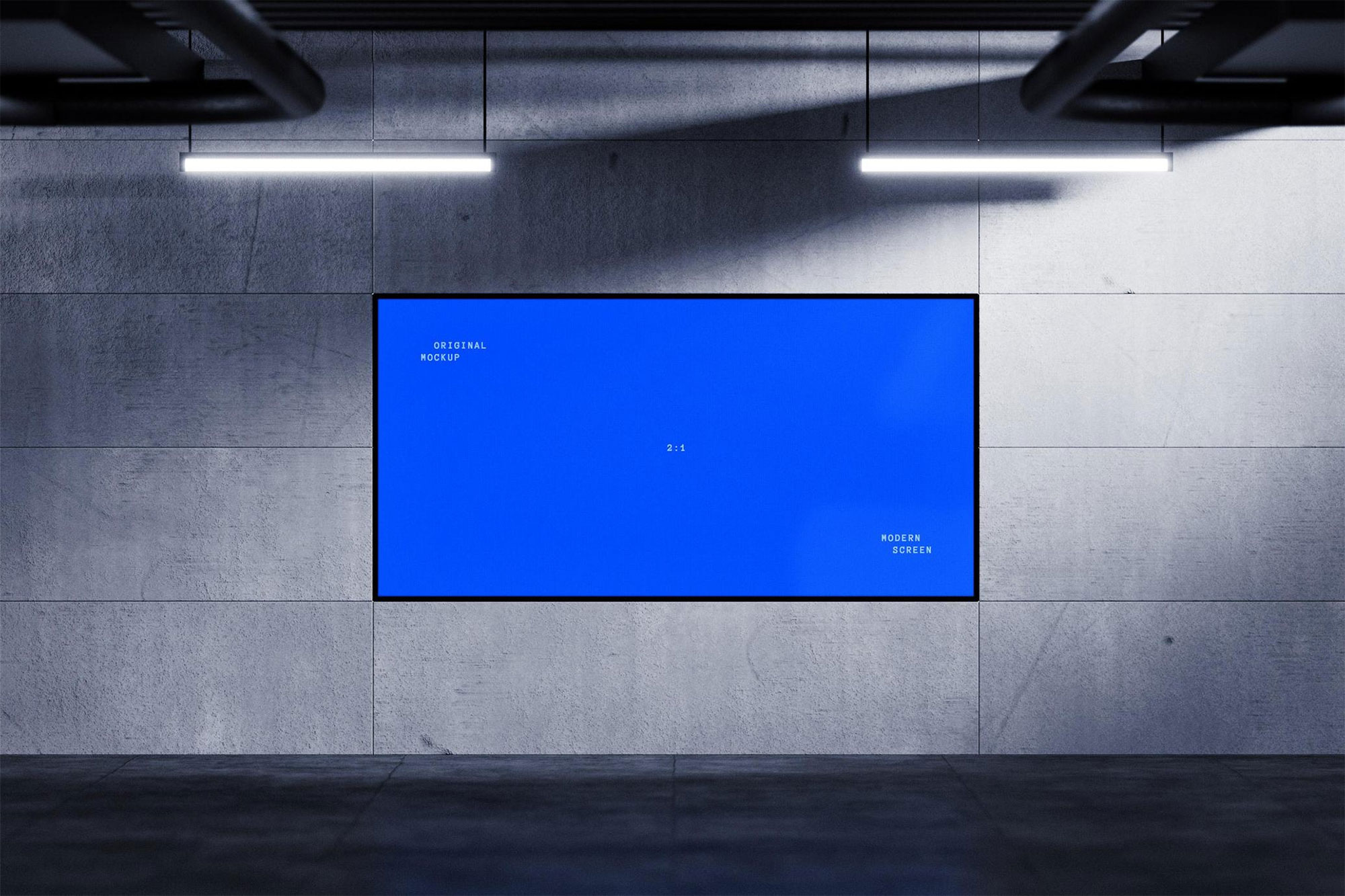 Free Horizontal Screen Display Mockup PSD Template