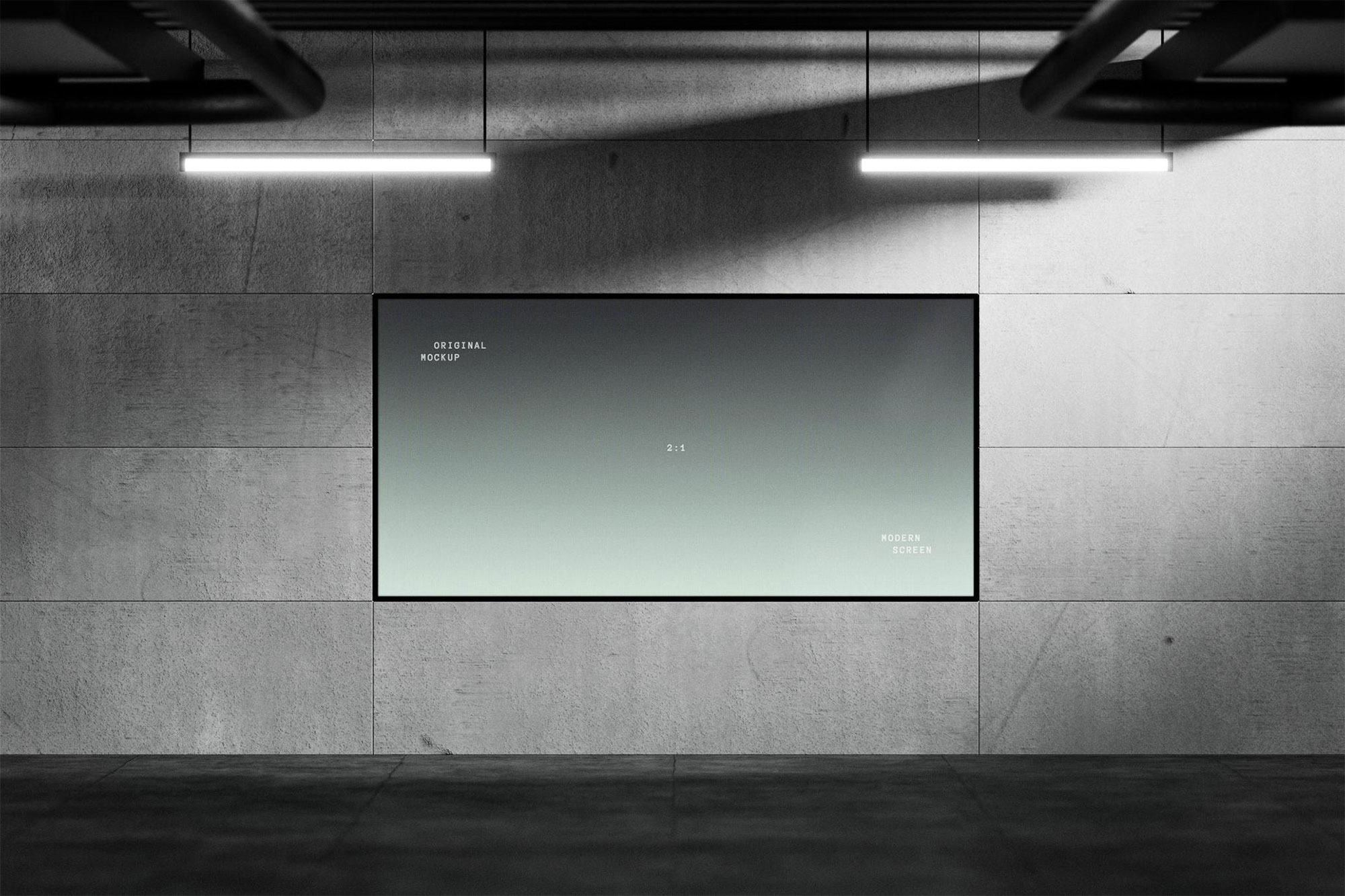 Free Horizontal Screen Display Mockup PSD Template