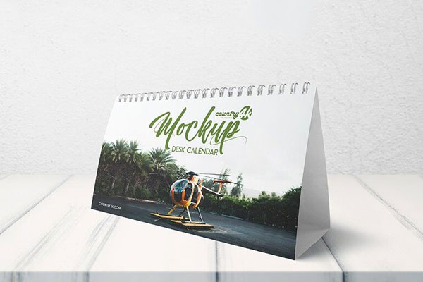 Horizontal, Spiral Desk Calendar in the Half-Side View