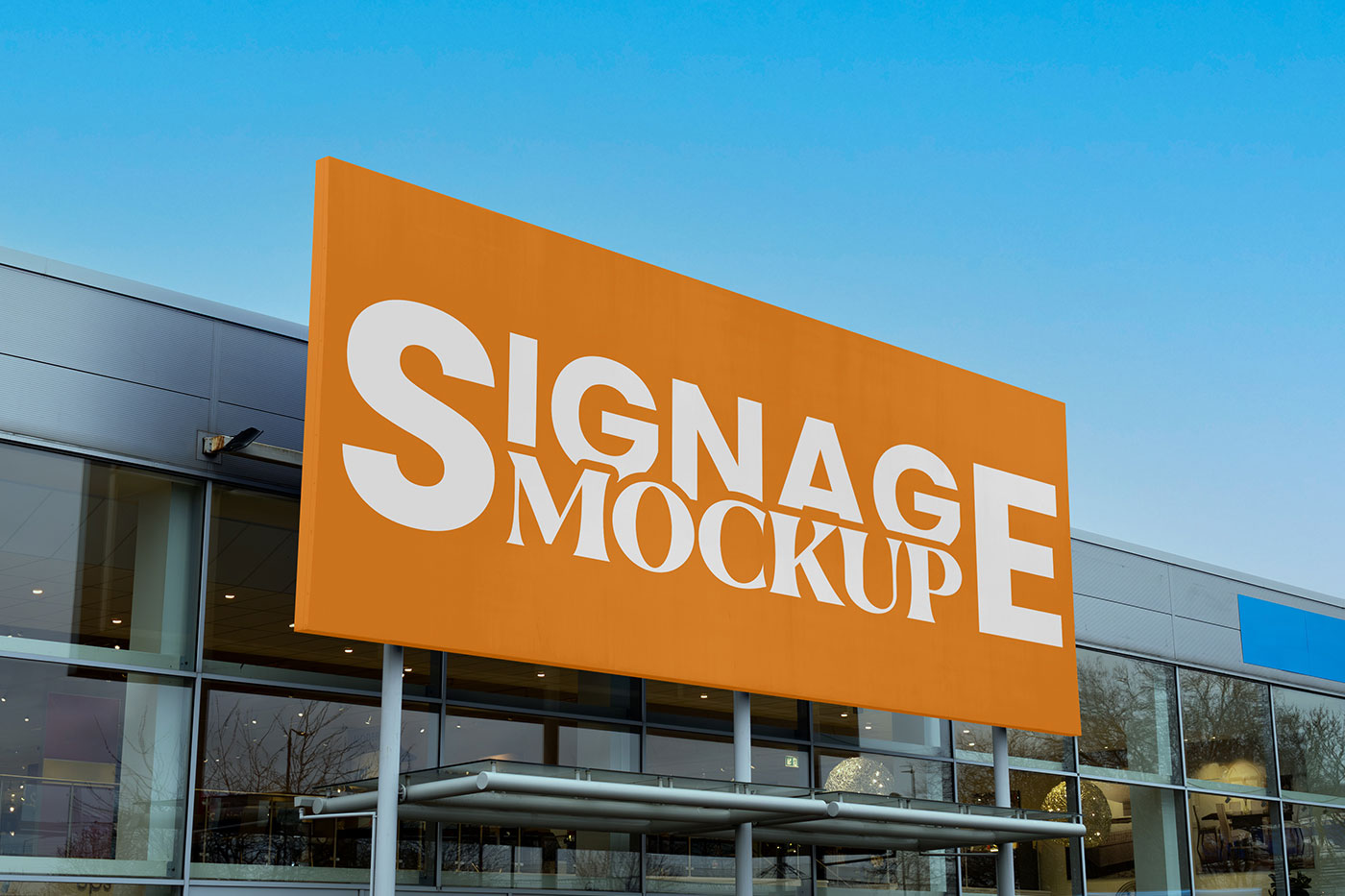 Free Huge Signage on Store Mockup PSD Template
