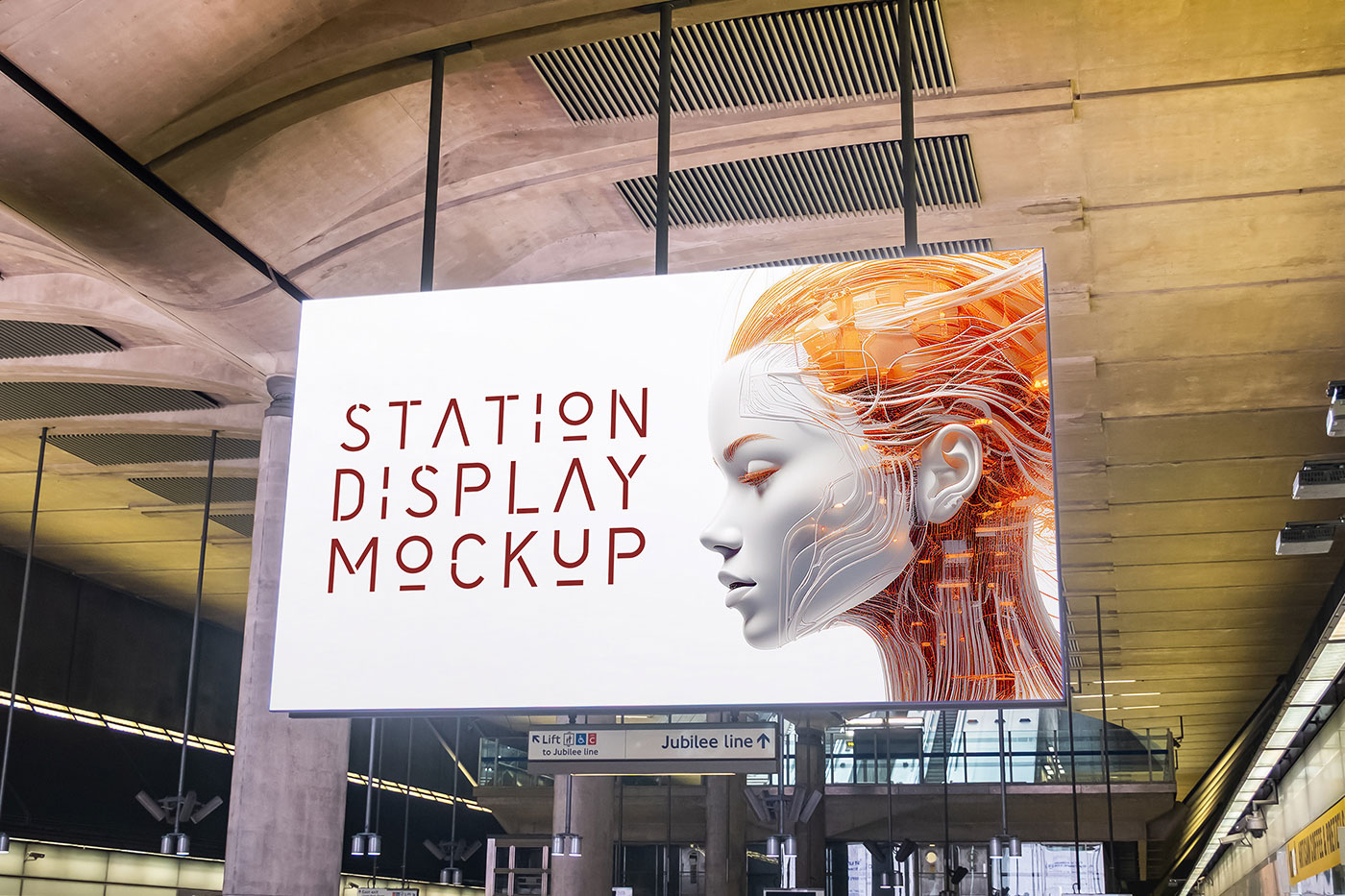 Free Huge Station Billboard Mockup PSD Template