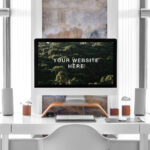 Hyper Realistic iMac on a Desk in a Room Front View Mockup