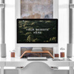 Hyper Realistic iMac on a Desk in a Room Front View Mockup
