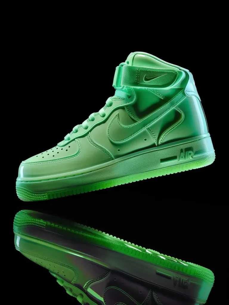 Hyperrealistic Green Air Force Sneaker ai prompt preview