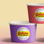 Ice Cream Cups in a Pile Front View Mockup