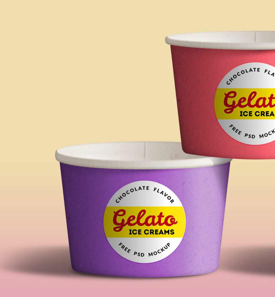 Ice Cream Cups in a Pile Front View Mockup