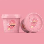 Ice Cream Jar Mockup in 3 Showcases