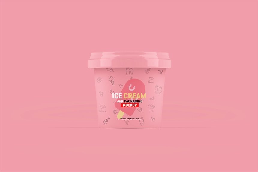 Ice Cream Jar Mockup in 3 Showcases