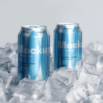 Ice Cubes Soda Cans Mockup