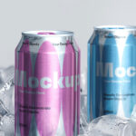 Ice Cubes Soda Cans Mockup