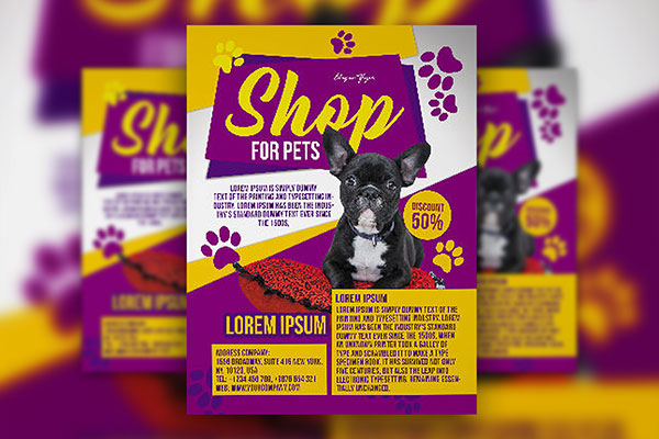 Illustrated Colorful Shop For Pets Flyer Template flyer preview