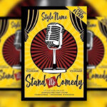 Illustrated Retro Border Stand-up Comedy Flyer Template