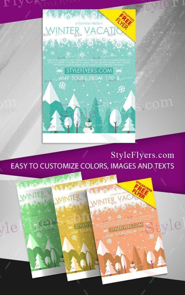 Illustrated, Snowy Winter Vacation Flyer Template