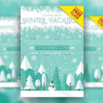 Illustrated, Snowy Winter Vacation Flyer Template