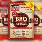 Illustrated, Vintage BBQ House Flyers Along with Facebook Cover Templates