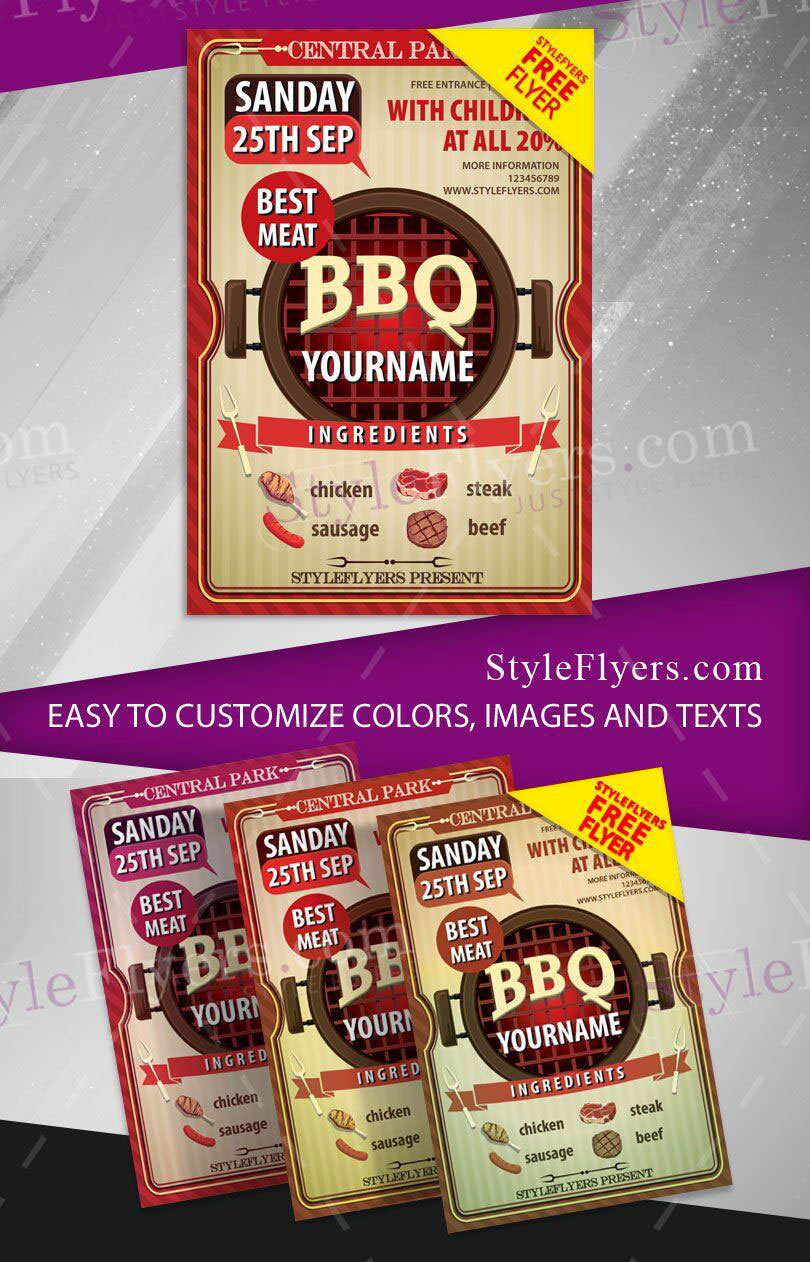 Illustrated, Vintage BBQ House Flyers Along with Facebook Cover Templates FREE PSD