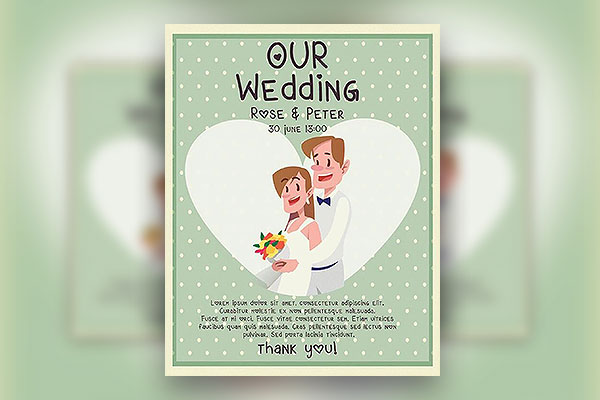 Illustrated Wedding Day Flyer and Facebook Event Cover Template