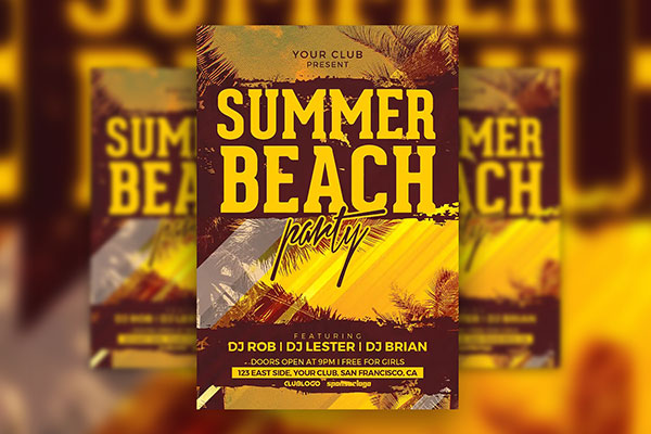 Illustrative Tropical Summer Beach Party Flyer Template