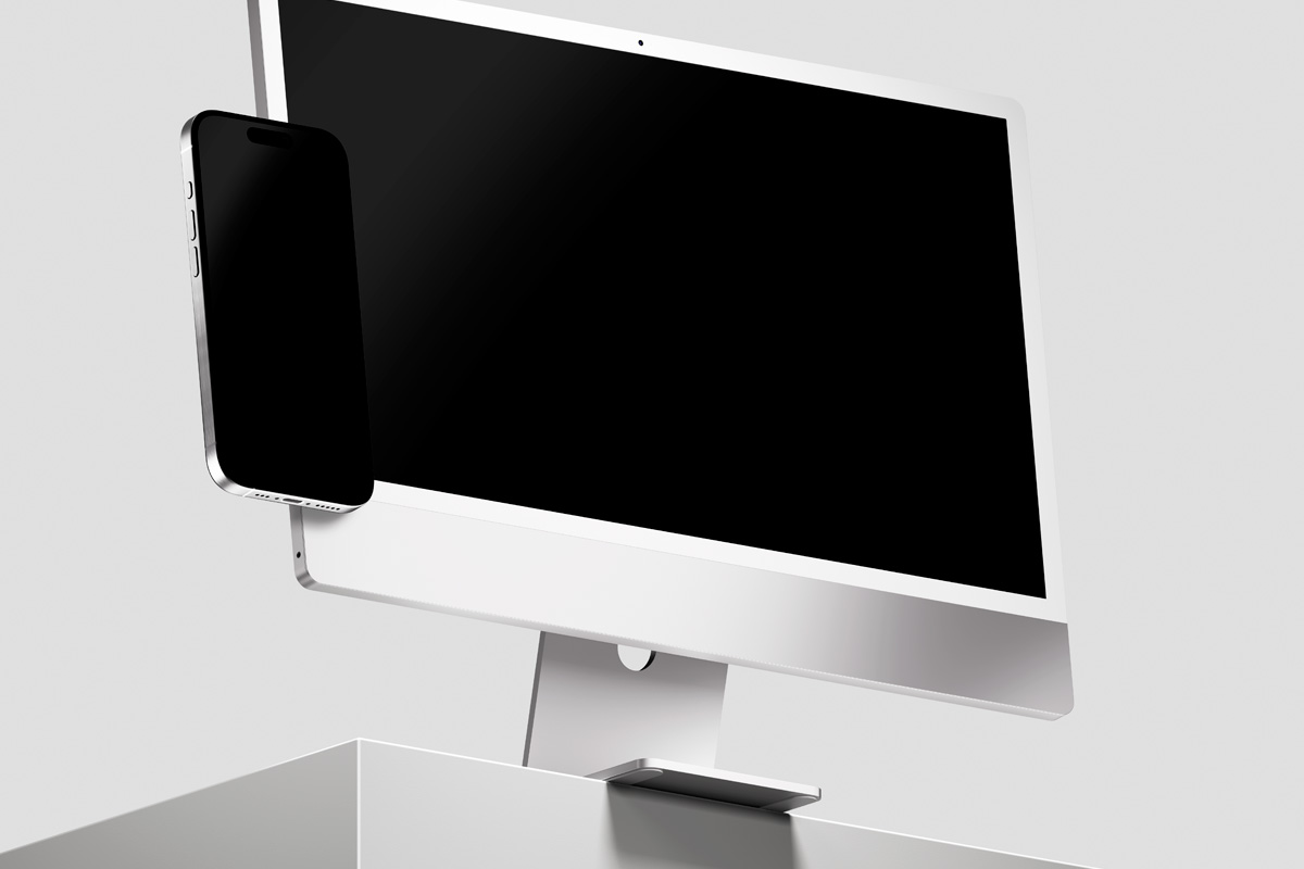 Free iMac and iPhone Pro Mockup PSD Template