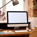iMac on Wooden Desk Mockup
