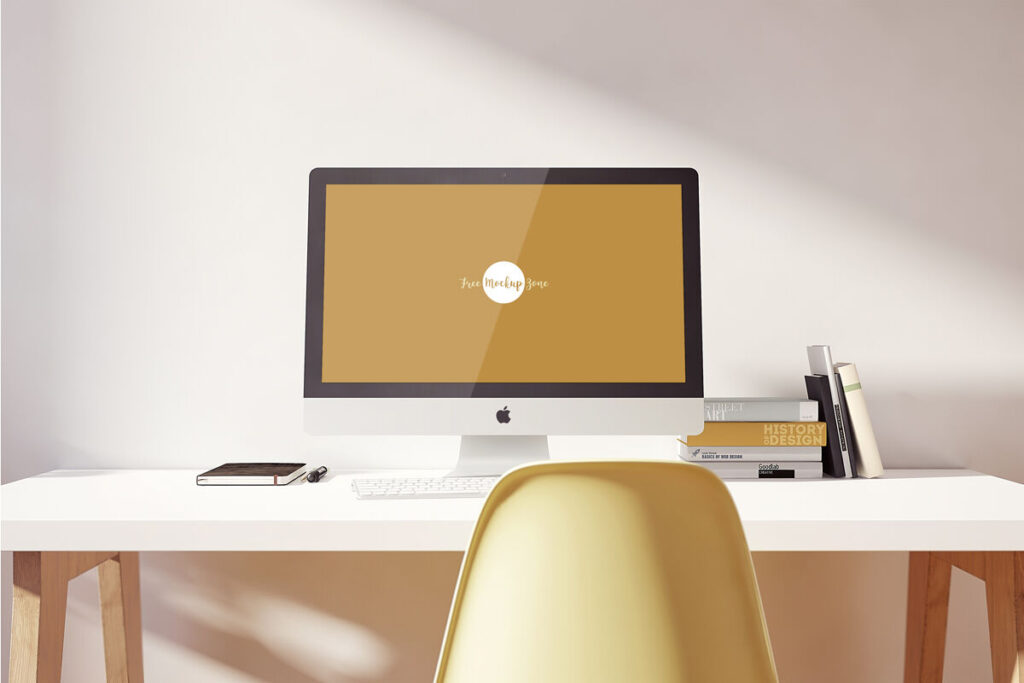iMac Pro Placed on Desk in the Front View Mockup