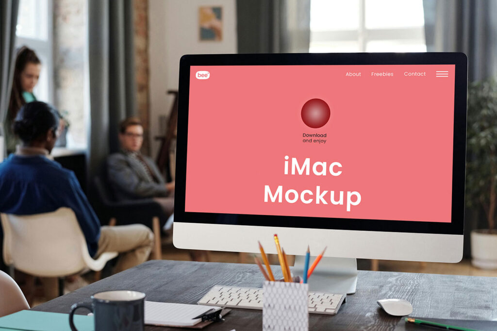 iMac Screen in Office Mockup