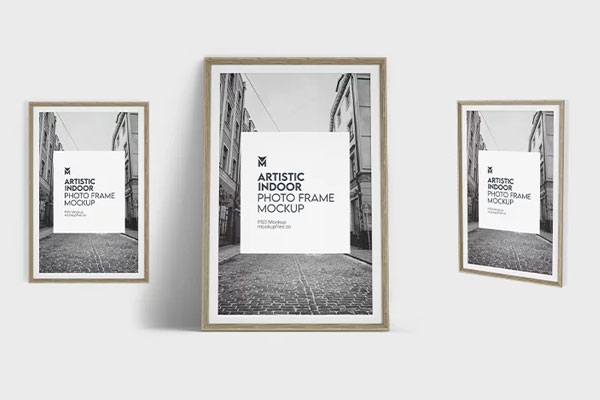 Indoor Photo Frame Mockup in 3 Sights