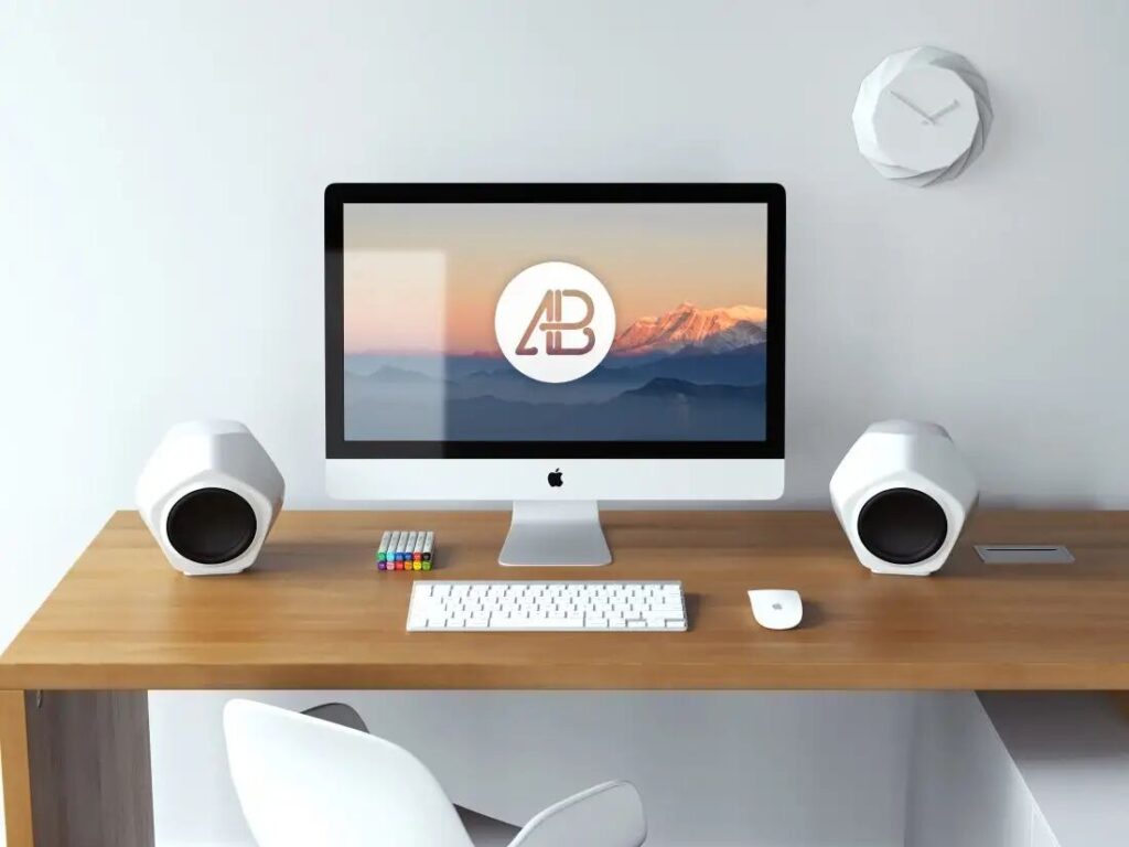 Indoor Setting Showing Realistic 5k iMac Mockup