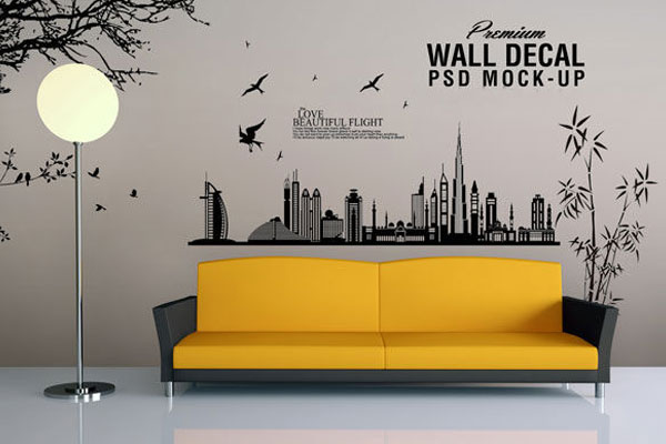 Indoor Wall Sticker Decal Mockup