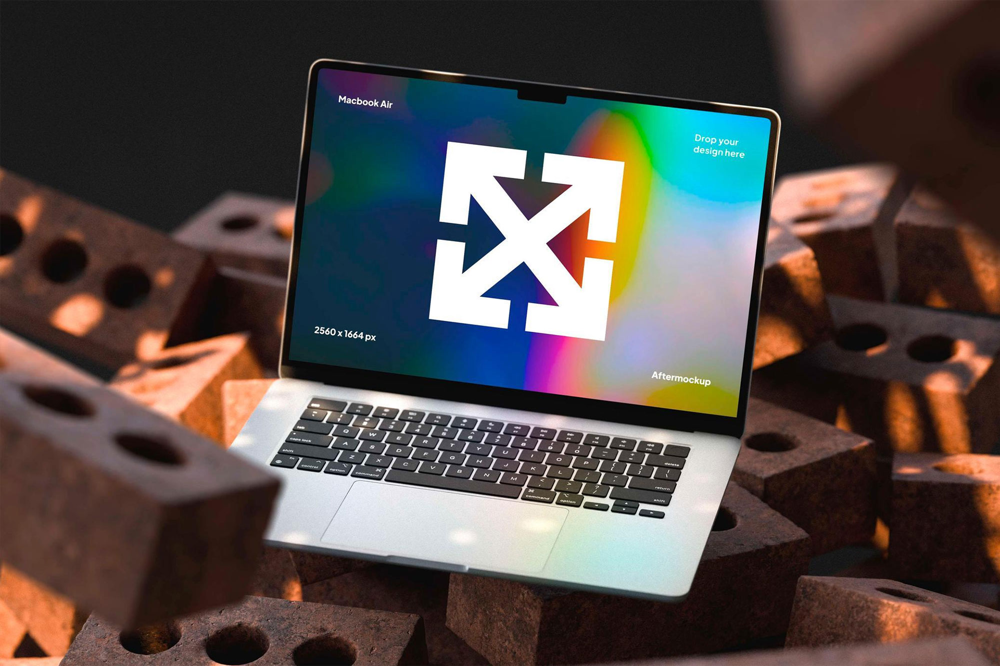 Free Industrial MacBook Air Mockup PSD Template