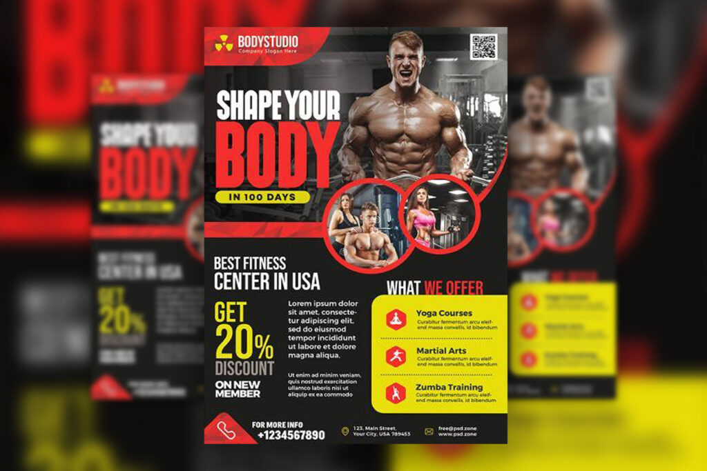 Infographic Gym and Fitness Center Flyer Template