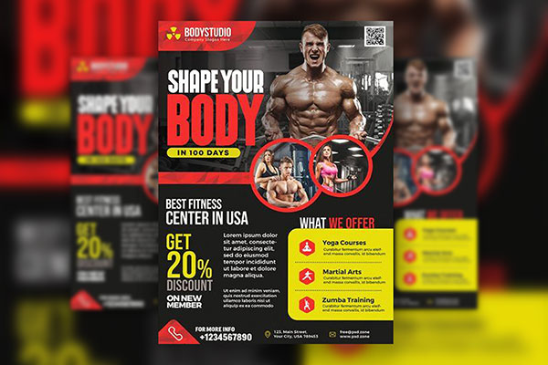 Infographic Gym and Fitness Center Flyer Template
