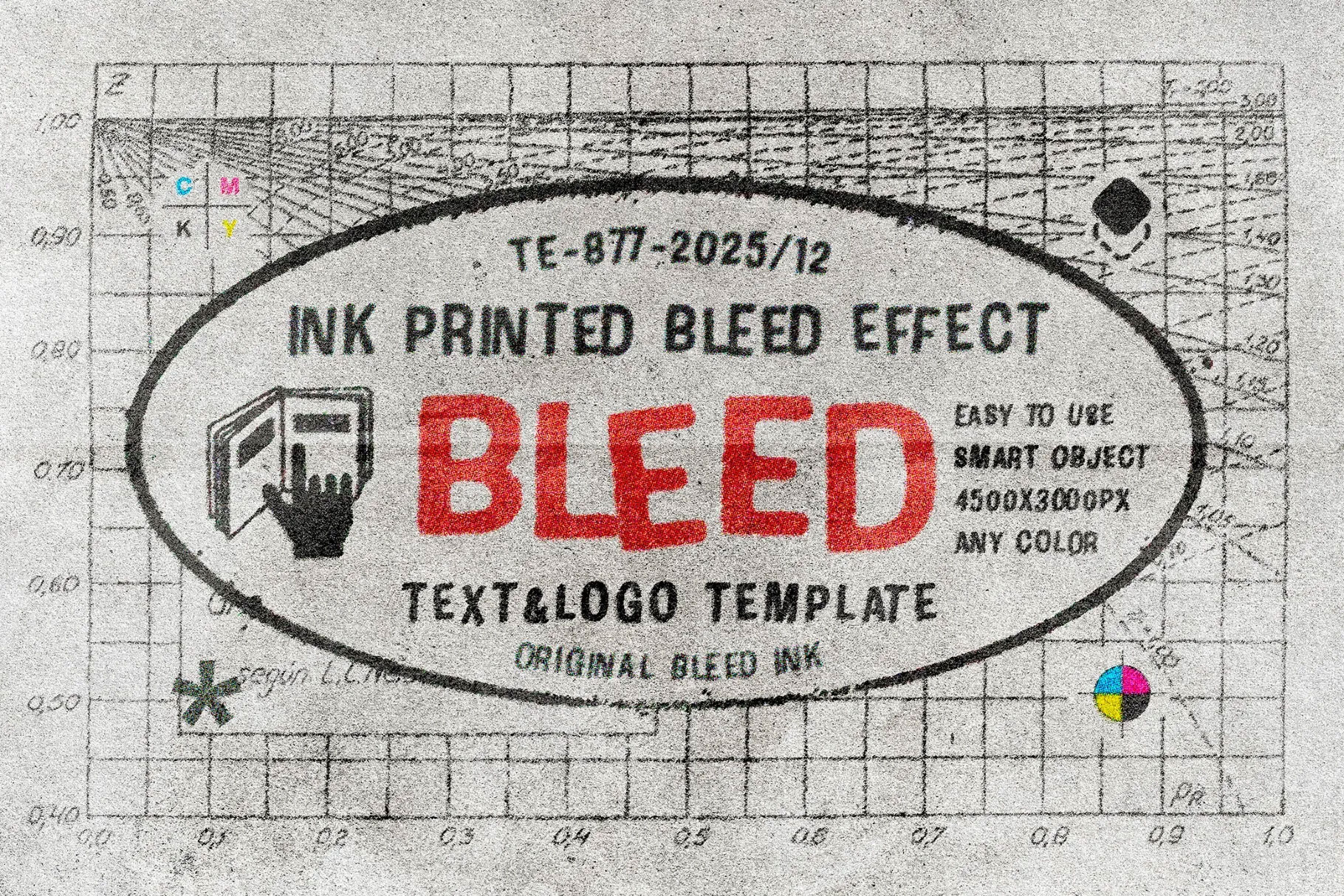 Free Ink Printed Bleed Text Effect / Logo Mockup PSD Template
